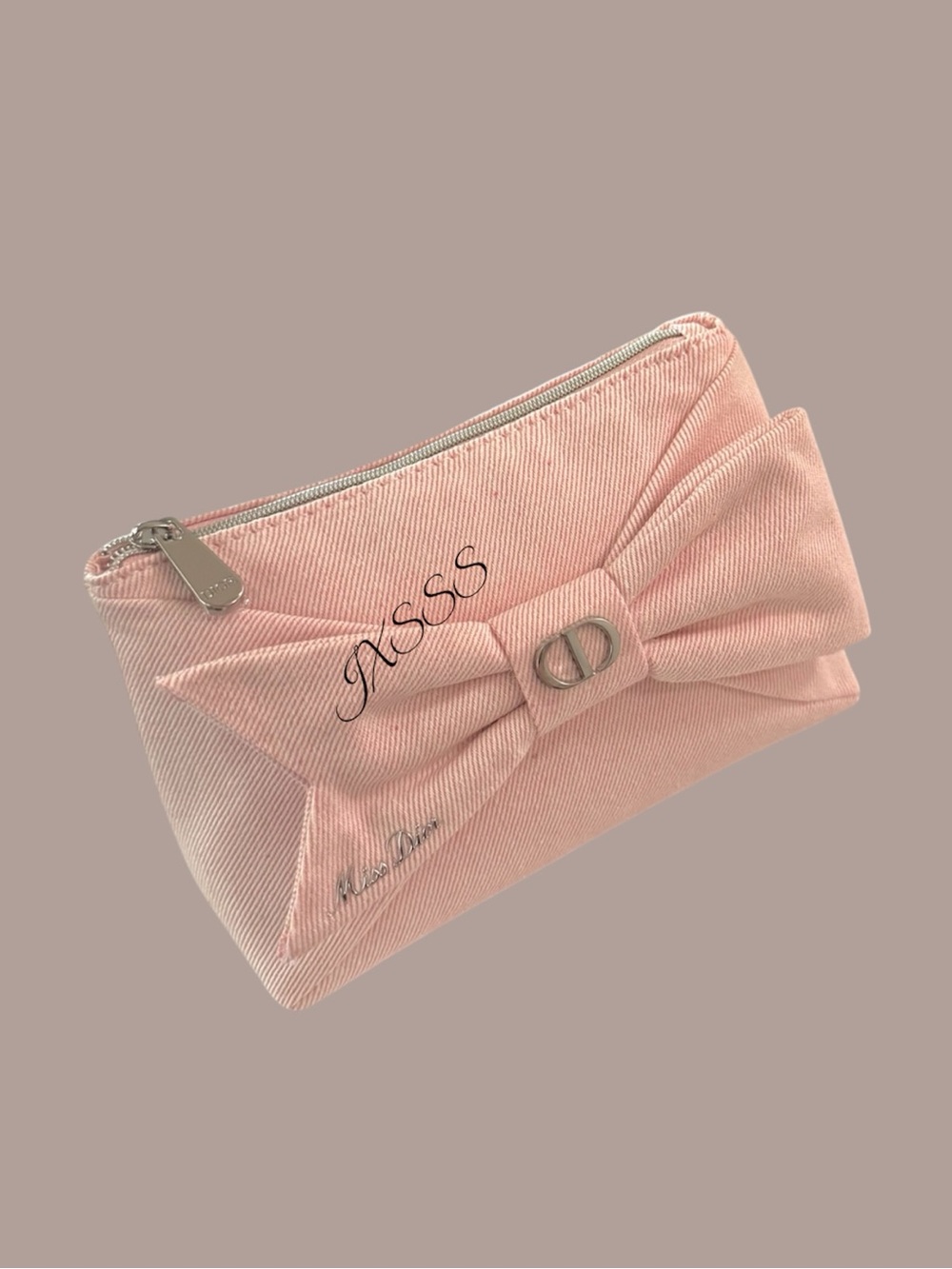 Light-Pink Dior Beauty (Miss Dior) Bow-Embroidered Cosmetic-Makeup Bag - Picture 2 of 15